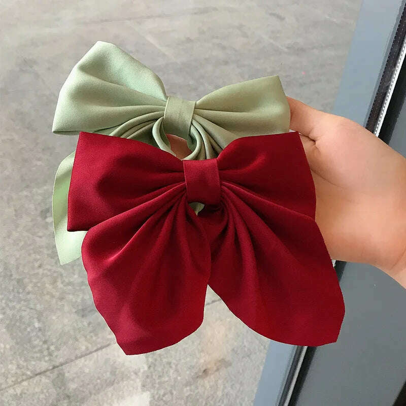 Solid Color Satin Bowknot Hair Clips