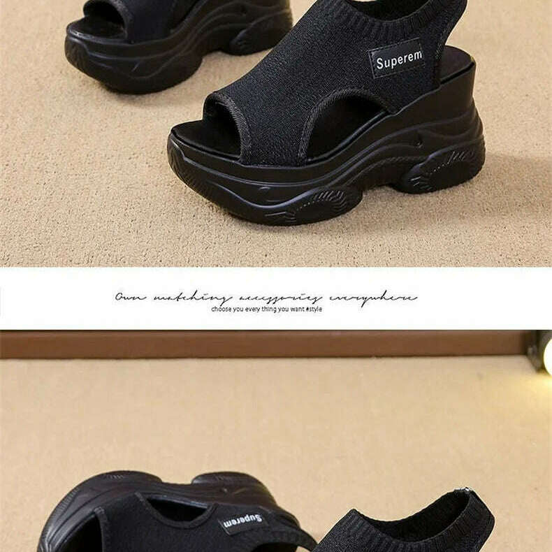 Summer Wedge Heel Sandals - Elastic Cloth & Thick Sole