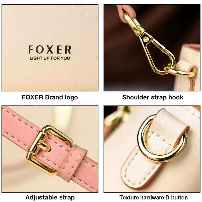 FOXER Split Leather Crossbody Bag Elegant & Spacious