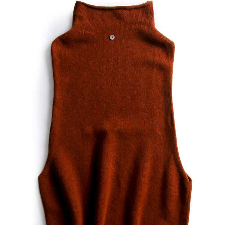High Neck Cashmere Vest – 100% Wool, Loose, Sleeveless Pullover - D&M Boutique