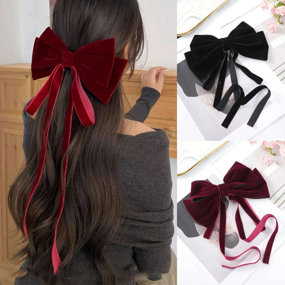 Velvet Bow Hair Barrettes for Women
