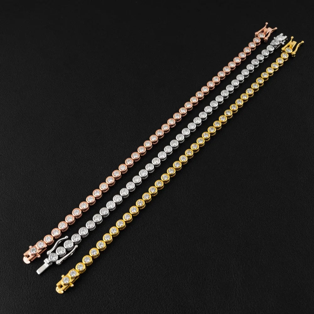 2mm Moissanite Tennis Bracelet: 925 Sterling Silver & 18k Gold