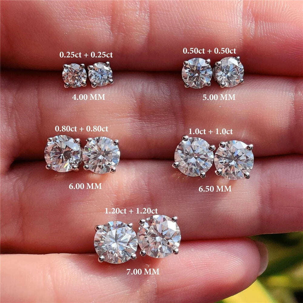 CANNER 0.5-1.2 Carat Moissanite Stud Earrings – 925 Sterling Silver