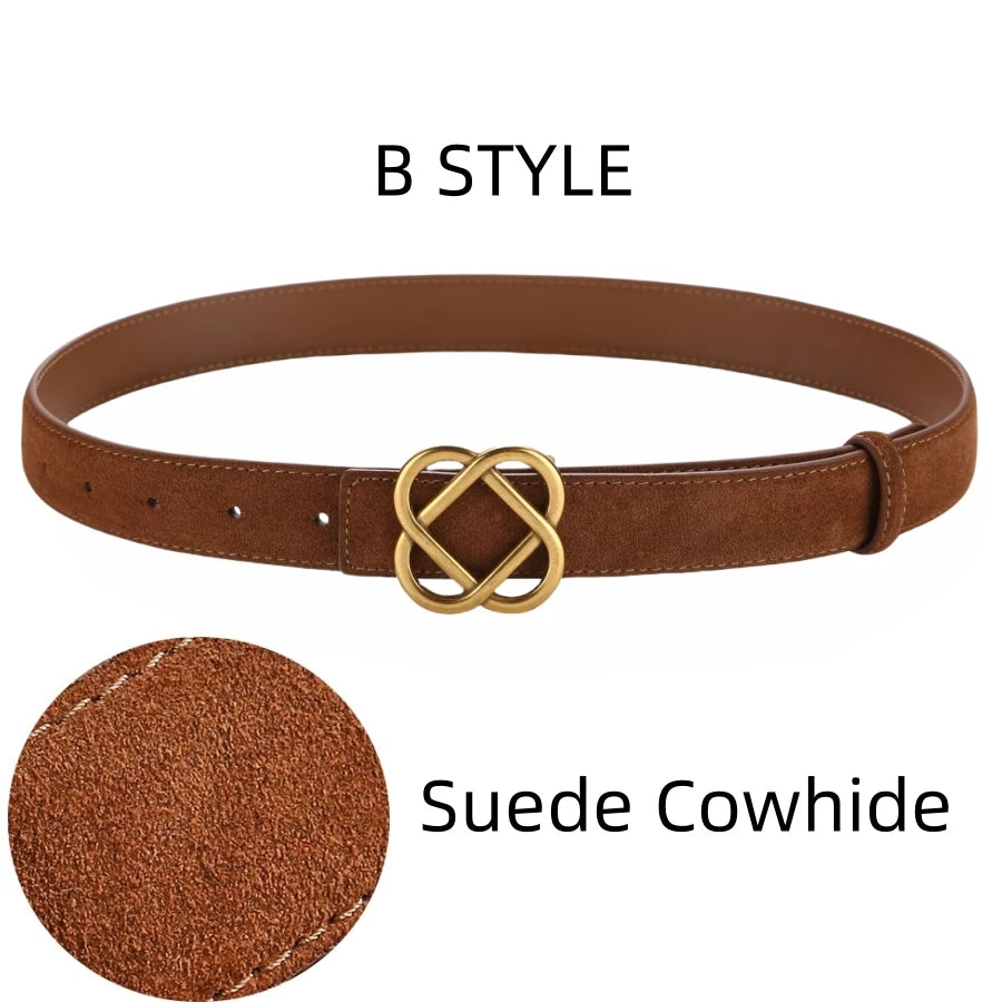 Women's Genuine Leather Belt with Flower Buckle