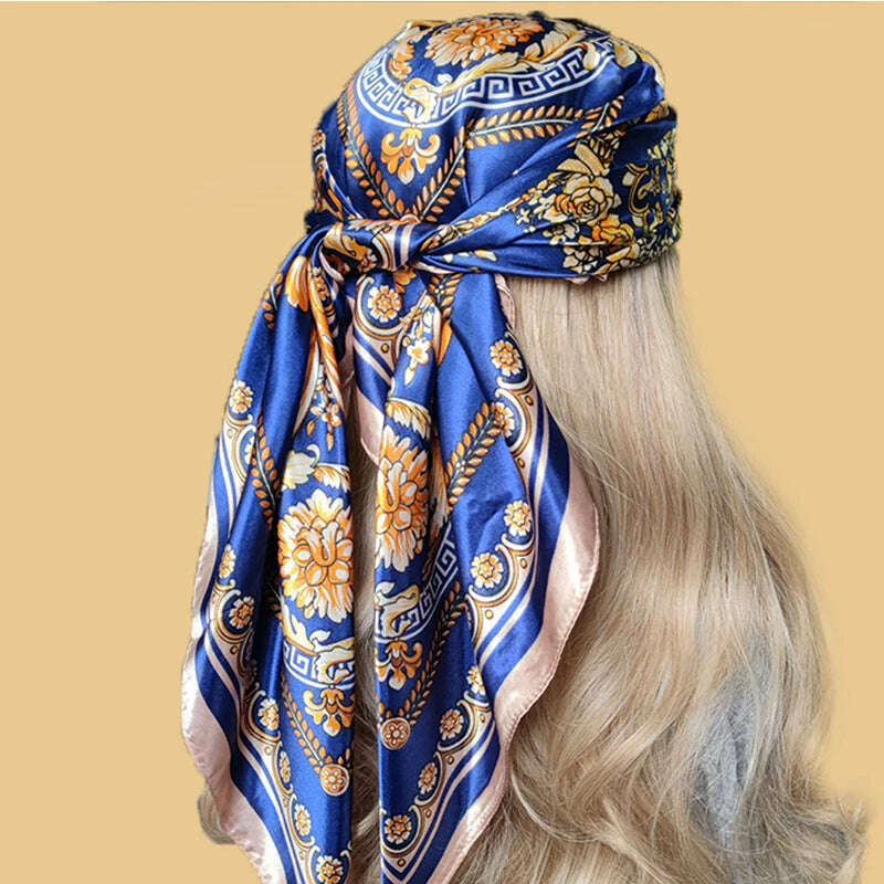 90*90CM Shawls Fashion Beach Sunscreen Silk Scarves 2023 Europe And America Kerchief Popular Print Square Bandannas