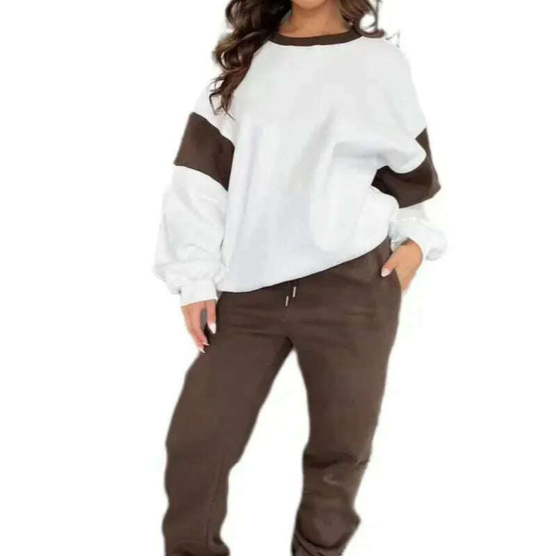 2024 Winter Colorblock Two-Piece Tracksuit: Sweatshirt & Pants - D&M Boutique