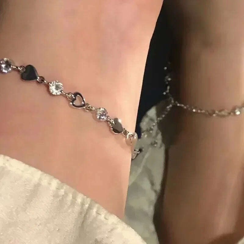 Y2K Zircon Heart Bracelet for Women Korean Fashion