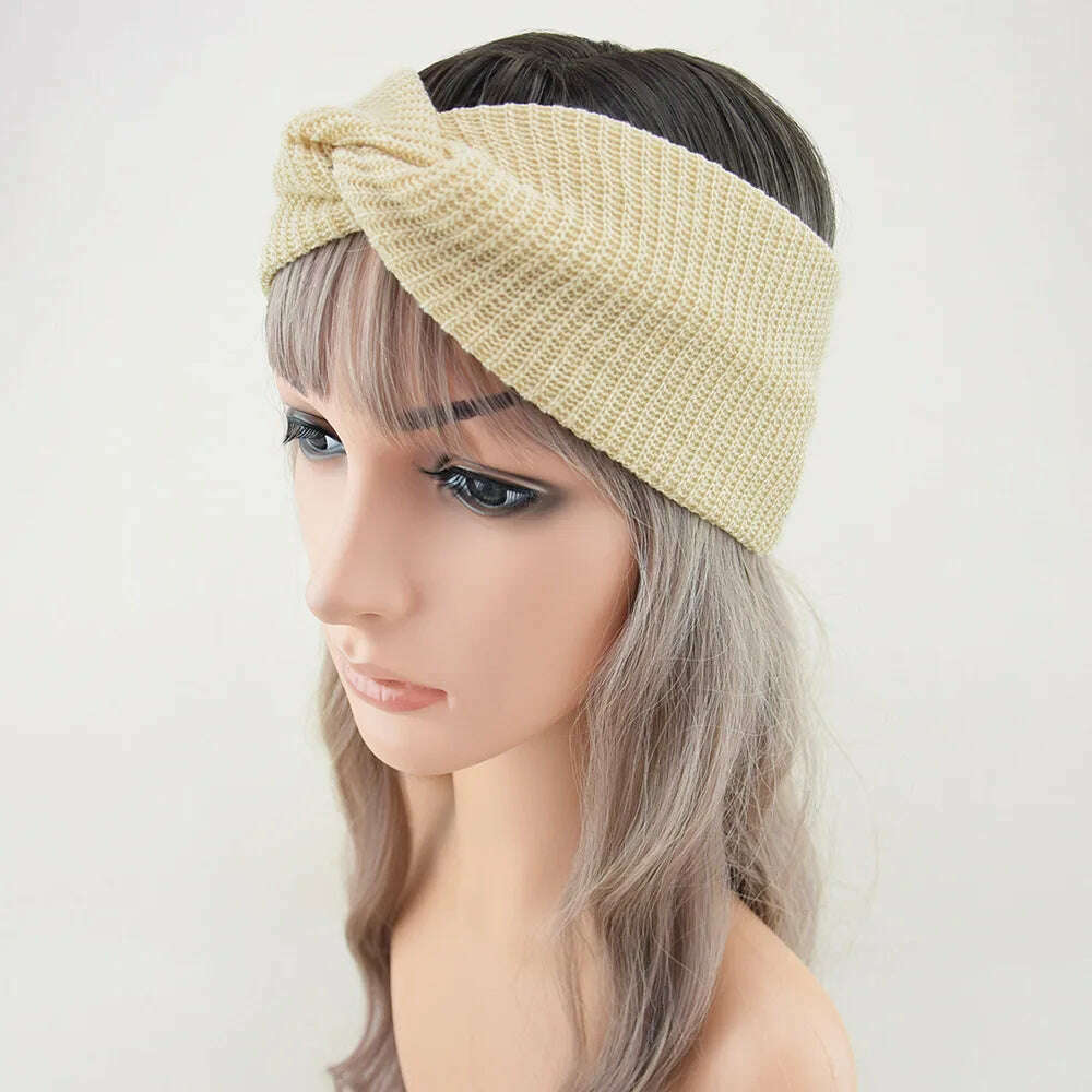 Korean Winter Wide Knitting Cross Headband.