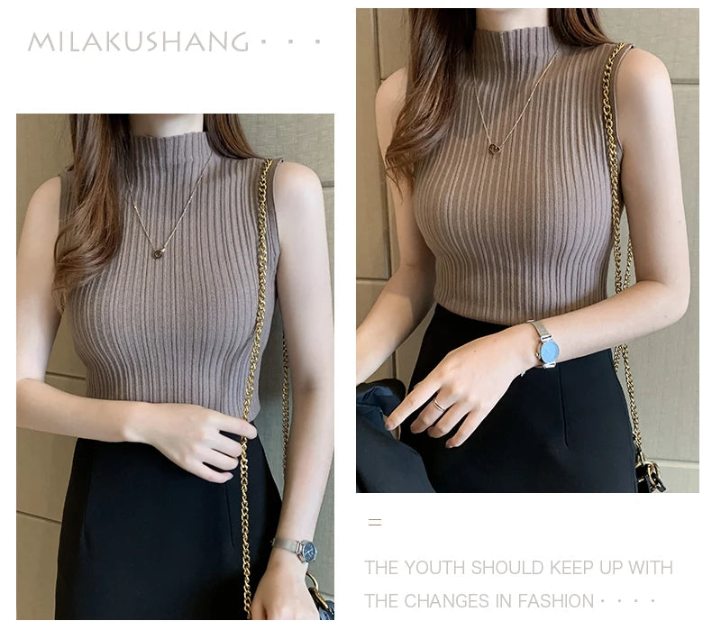 Knitted Sleeveless Tank – Slim Fit, Summer Streetwear Chic - D&M Boutique