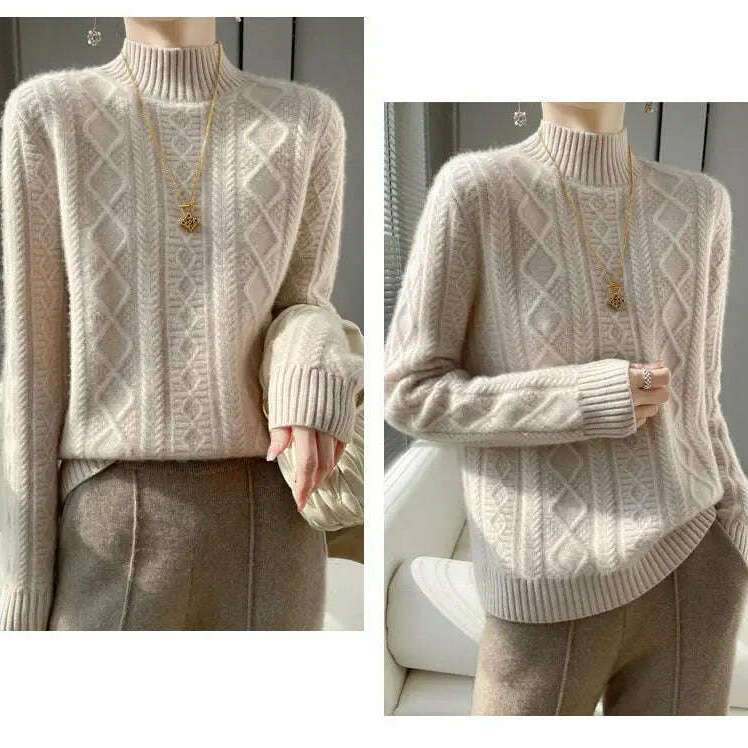 DjzDsm Turtleneck Sweater: 100% Merino Wool, Check Knit - D&M Boutique