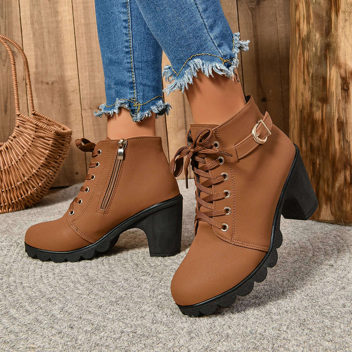 LINLING High Heel Ankle Boots