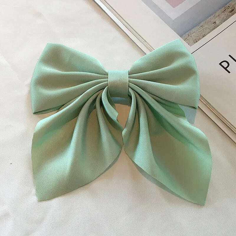 Solid Color Satin Bowknot Hair Clips