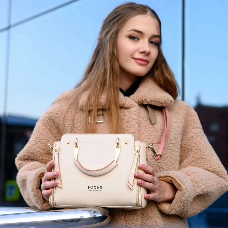 FOXER Split Leather Crossbody Bag Elegant & Spacious