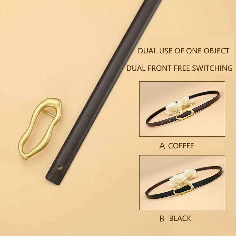 Retro Gold Designer Belt for Women with Metal Buckle