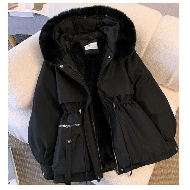Cotton-Padded Parka – Hooded, Zipper, Drawstring Coat - D&M Boutique