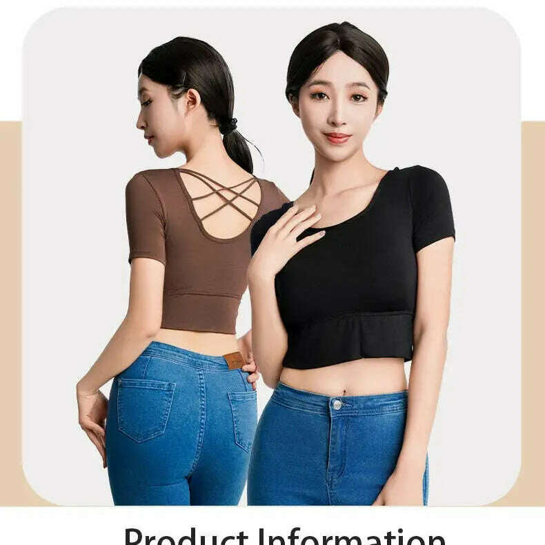 2024 Backless Crop Top: Built-In Bra, Slim Fit Tee - D&M Boutique