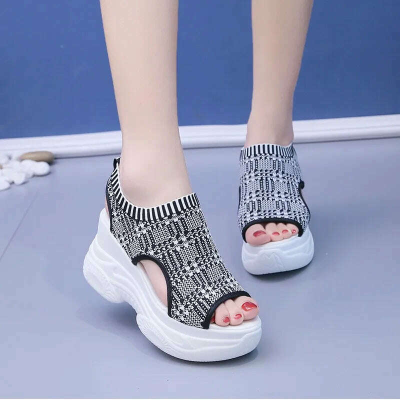 Summer Wedge Heel Sandals - Elastic Cloth & Thick Sole