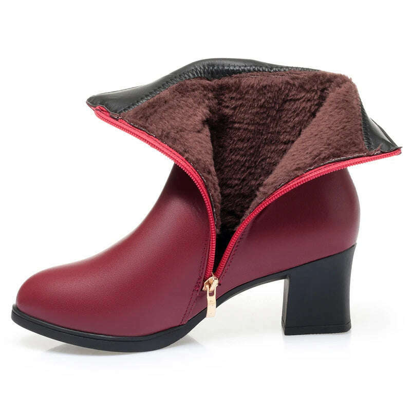 ZLMIAO SHZHANG Women’s Soft Leather Ankle Boots