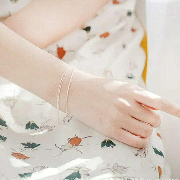 Simple Layered 925 Sterling Silver Bracelets for Women