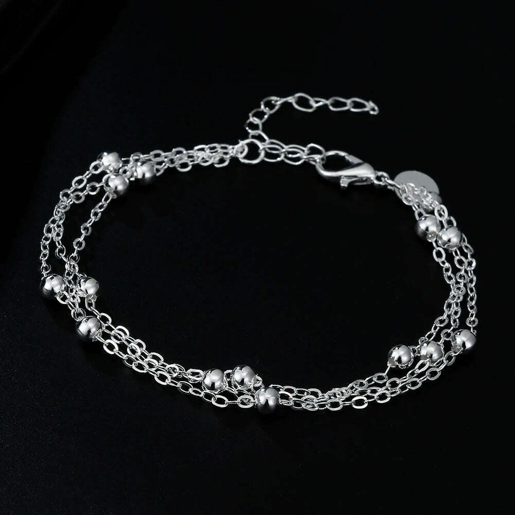 Fine 925 Sterling Silver Star Chain Bracelet for Women