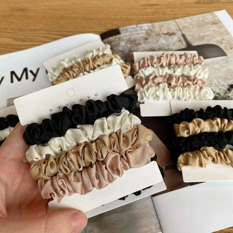 4pcs Solid Color Satin Scrunchies for Women