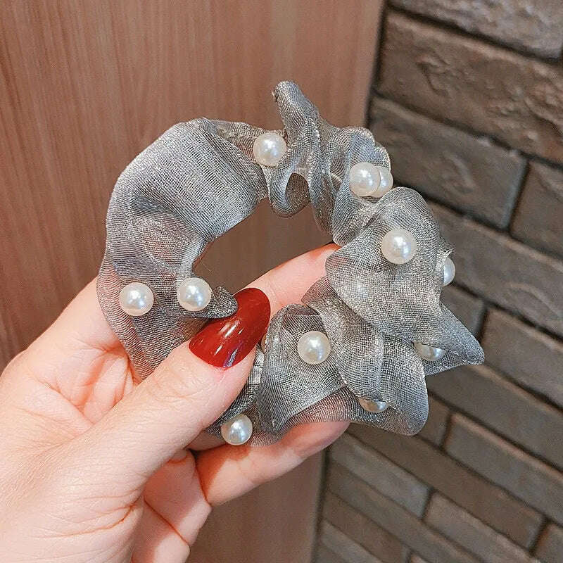 4pcs Trendy Korean Pearl Hair Scrunchies Set