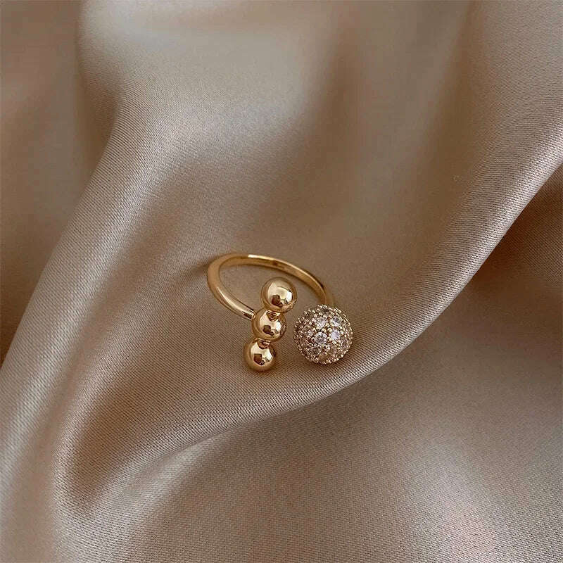 Stainless Steel Rings for Women Gold Color Couple Jewelry Aesthetic Accessorie Adjustable Punk Embossed Hollow Wide Rings