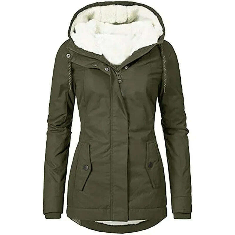 2024 Hooded Zipper Coat – Loose Fit, Pockets, Thick Parka - D&M Boutique