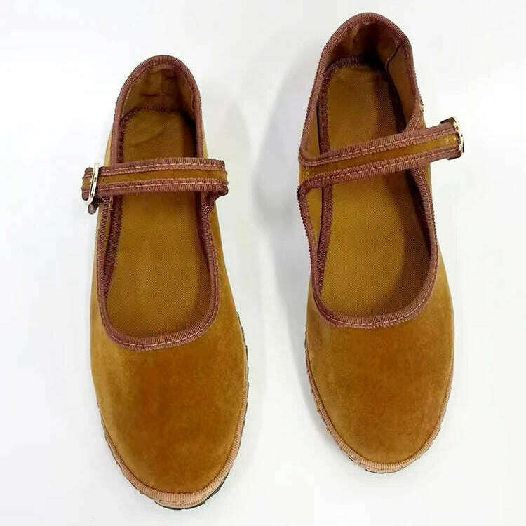 Velvet Mary Jane Flats - Casual, Chic, Red & Timeless