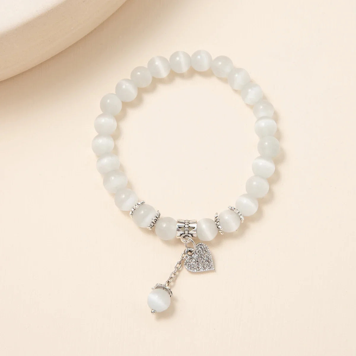 Kirykle Natural Crystal Bracelet for Women White Opal Stone Pearl Fashion Lucky Four-leaf Clover Women's Jewelry Bangles Gift