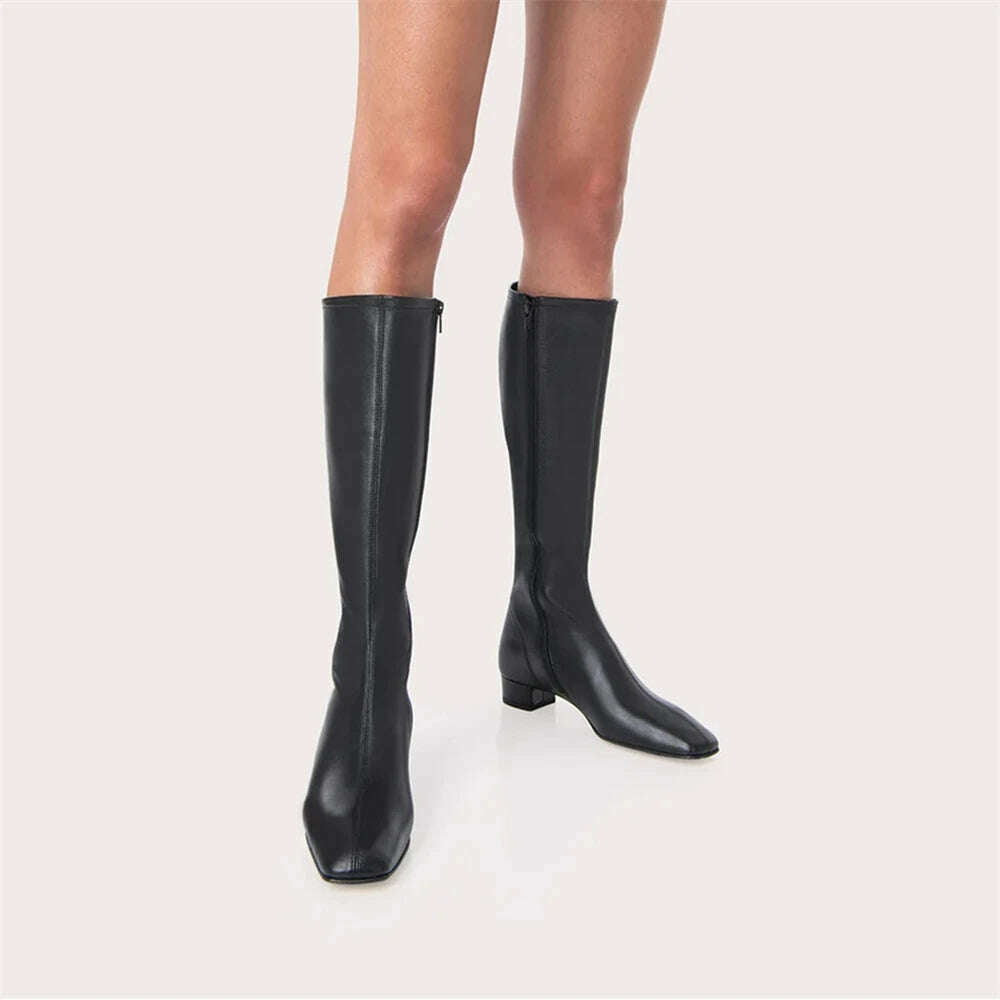 FEDONAS Women's Leather High Heel Boots