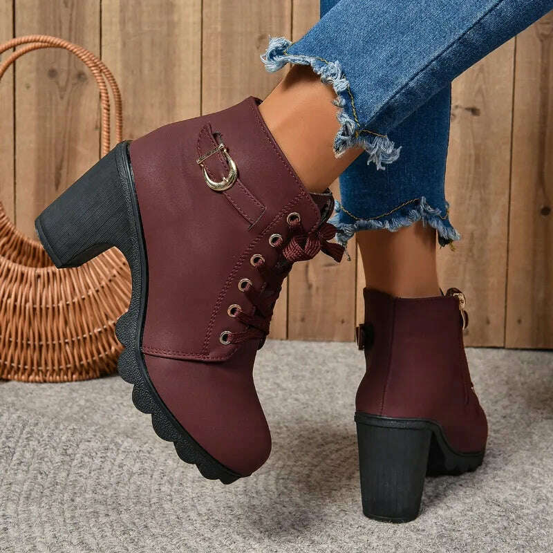 LINLING High Heel Ankle Boots