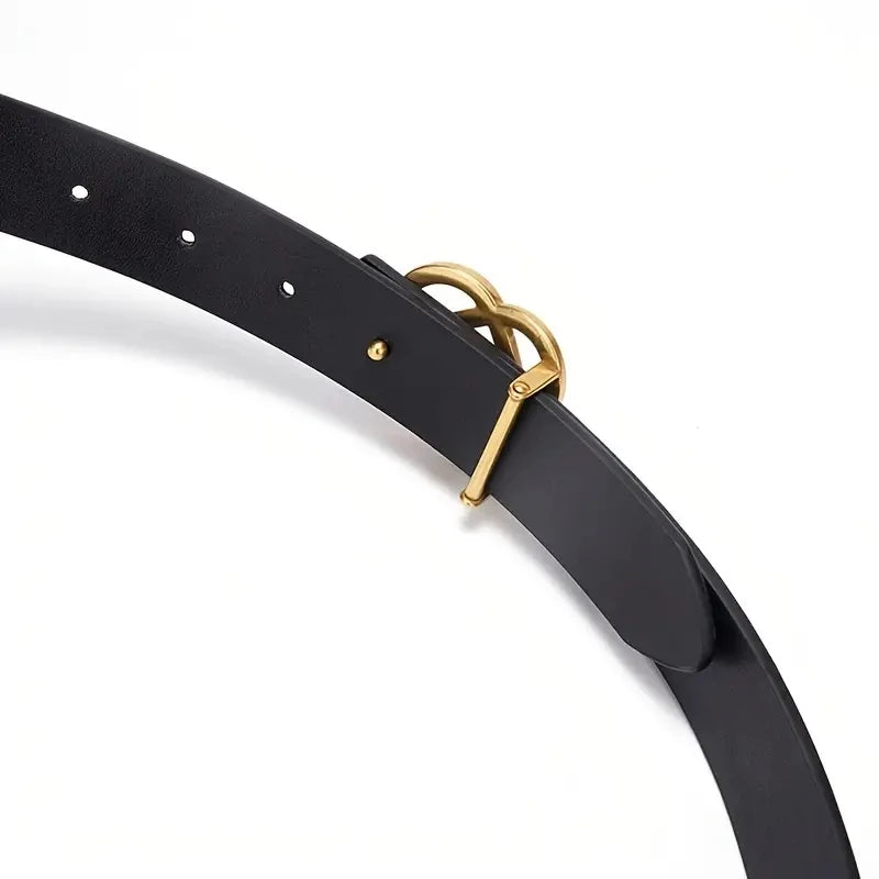 Women's Genuine Leather Belt with Flower Buckle