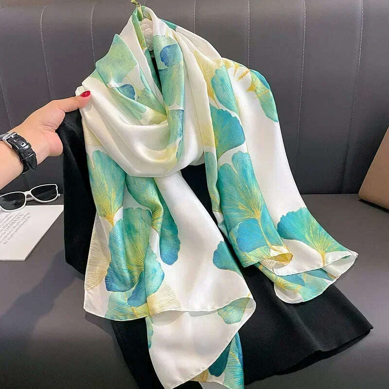 2023 Autumn Winter New Imitated Silk Scarf Women 180*90cm Outdoor Large Size Soft Silky Scarf Beach Long Luxury Scarf Lady Hijab
