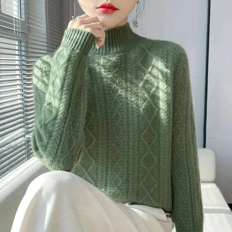 DjzDsm Turtleneck Sweater: 100% Merino Wool, Check Knit - D&M Boutique