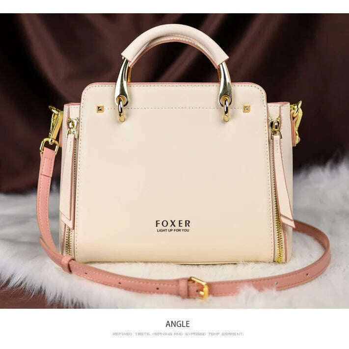 FOXER Split Leather Crossbody Bag Elegant & Spacious