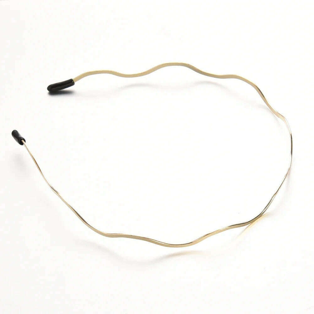 2025 Fashion Women Gold Metal Wave Bending Hairband.