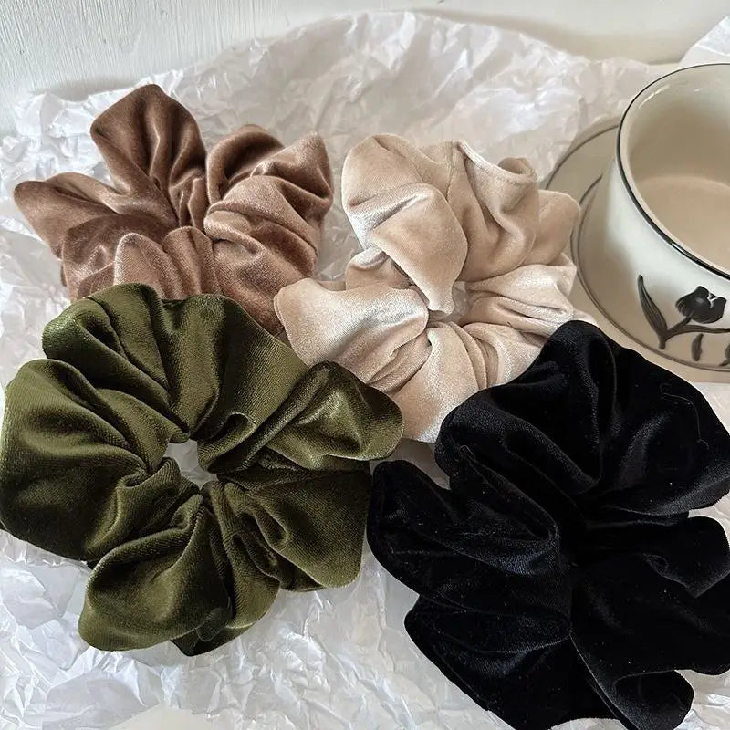 Flannel Oversized Velvet Hair Scrunchie for Women