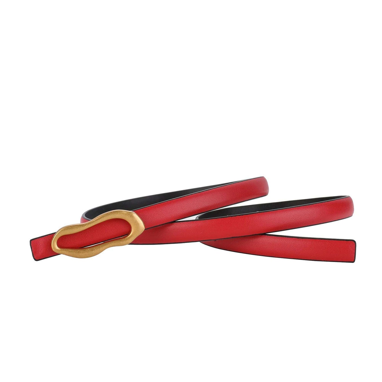 Retro Gold Designer Belt for Women with Metal Buckle