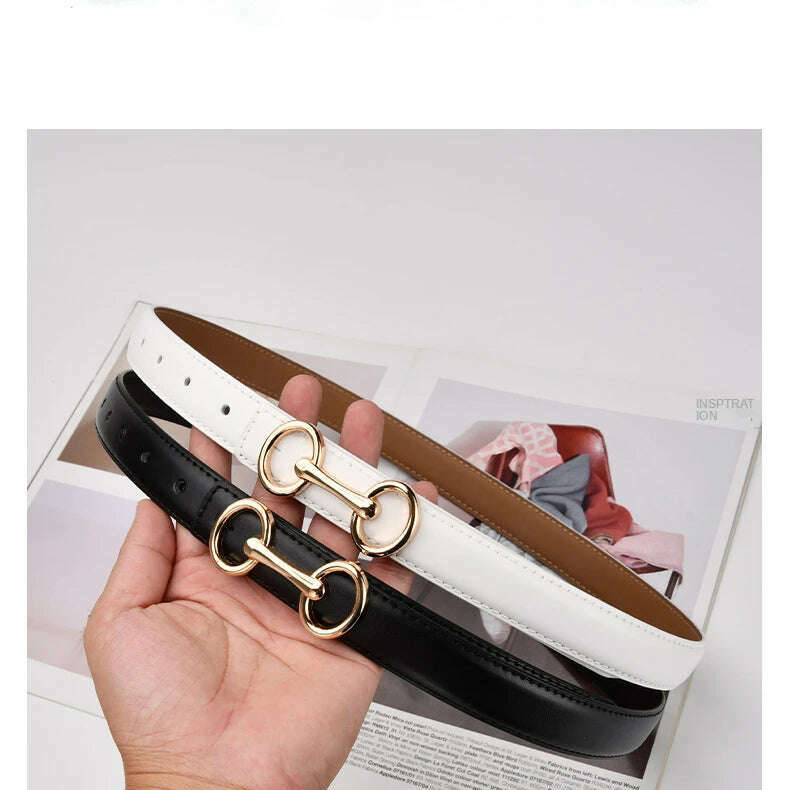 Women's Leather Belt with Zinc Alloy Buckle