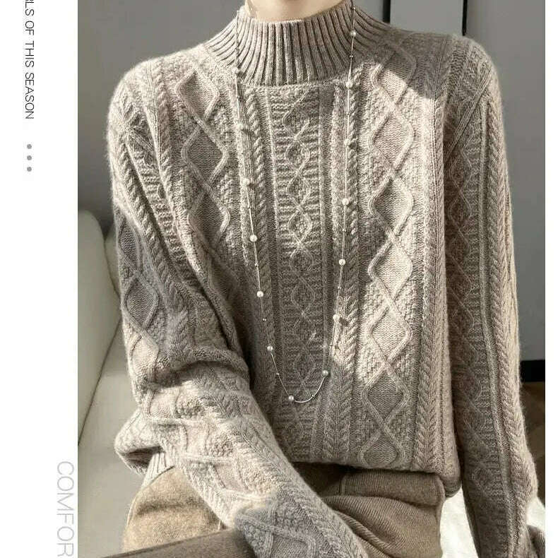 DjzDsm Turtleneck Sweater: 100% Merino Wool, Check Knit - D&M Boutique