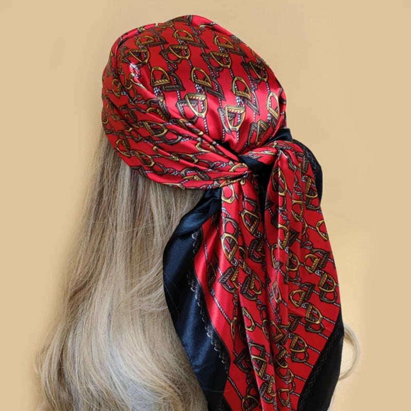 90*90CM Shawls Fashion Beach Sunscreen Silk Scarves 2023 Europe And America Kerchief Popular Print Square Bandannas