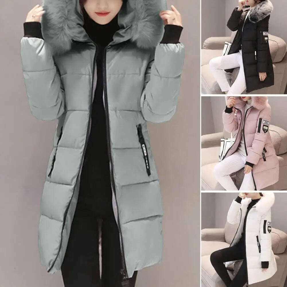 2024 Winter Coat – Fur Neckline, Cotton-Padded, Long Parka