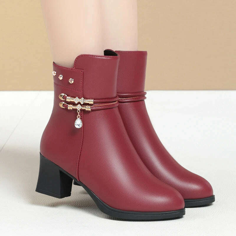 ZLMIAO SHZHANG Women’s Soft Leather Ankle Boots