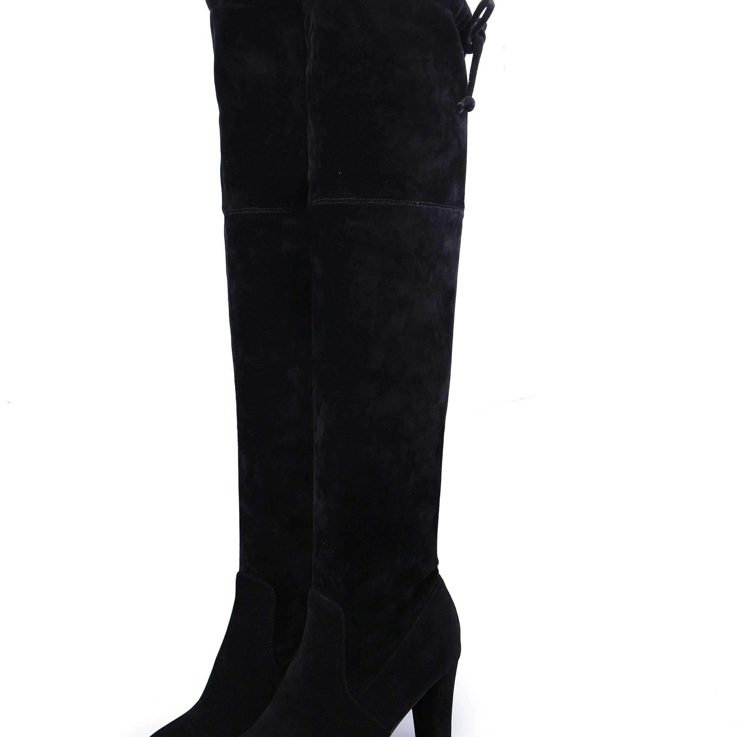 LINLING Faux Suede Over-the-Knee Lace-Up Boots