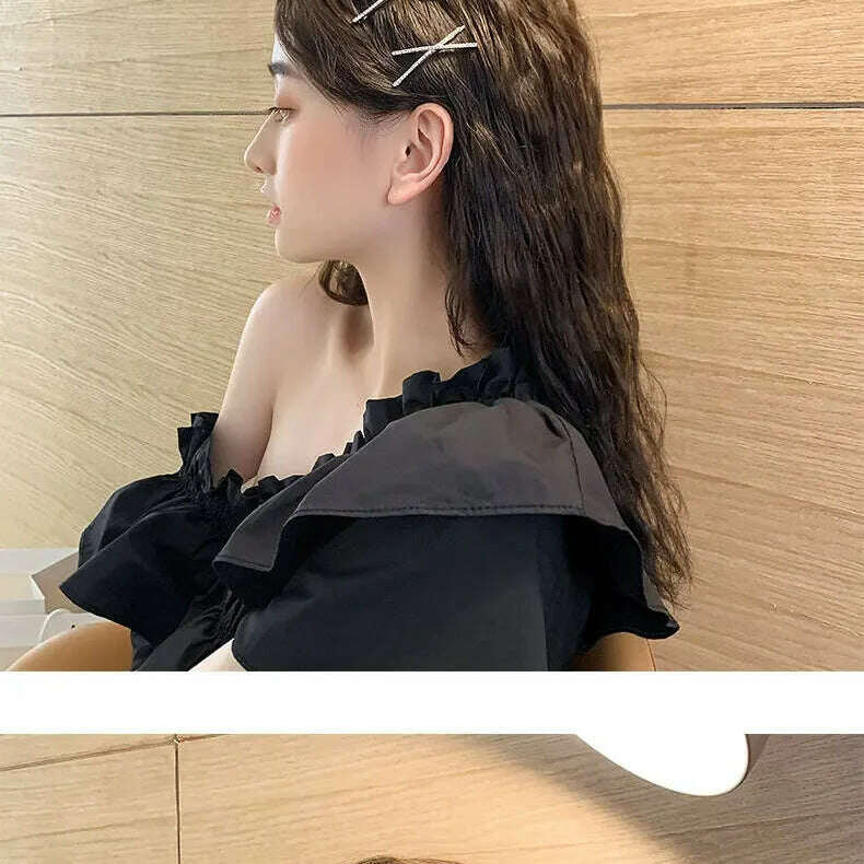 2pcs Cross Crystal Hairpins Rhinestone X Hair Clips