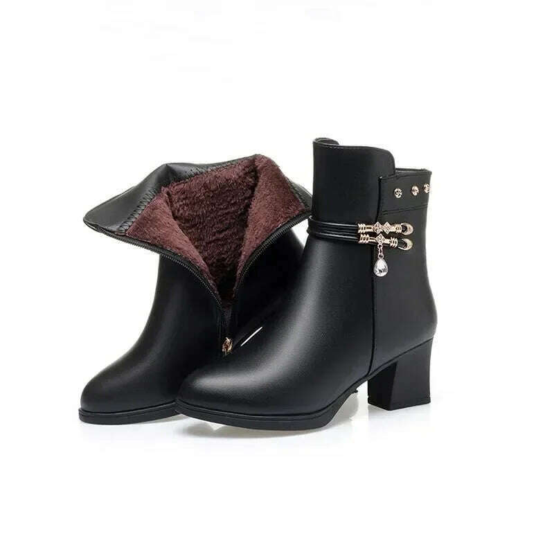 ZLMIAO SHZHANG Women’s Soft Leather Ankle Boots