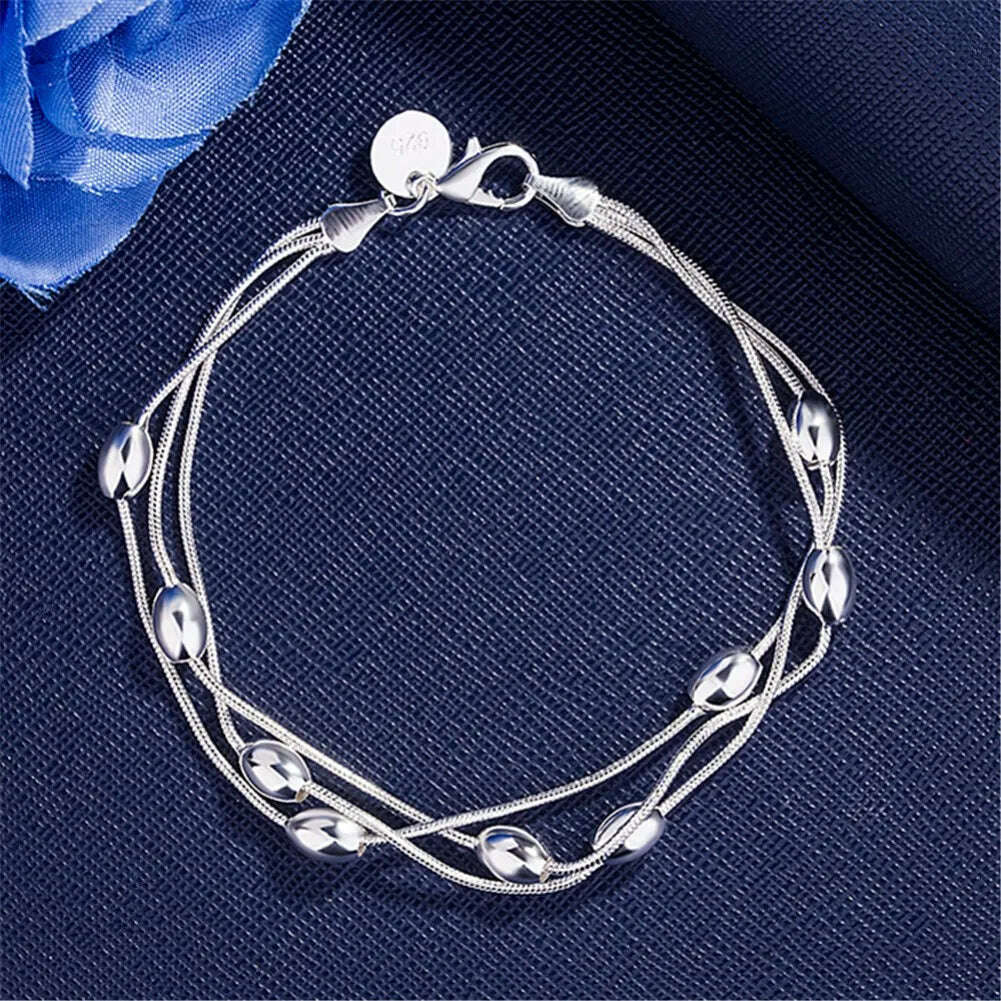 Fine 925 Sterling Silver Star Chain Bracelet for Women