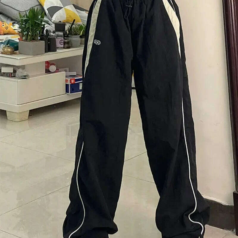 Casual Wide-Leg Cargo Pants – Drawstring, Y2K Streetwear Joggers - D&M Boutique