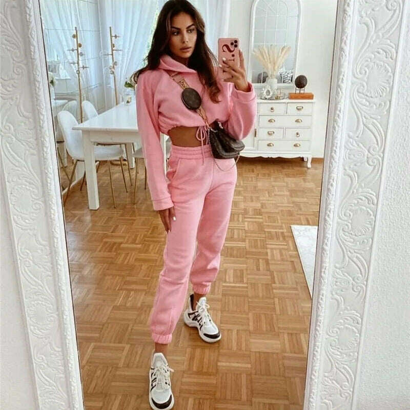 2024 Women's Casual Tracksuit, Hooded Sweatshirt & Pants Set